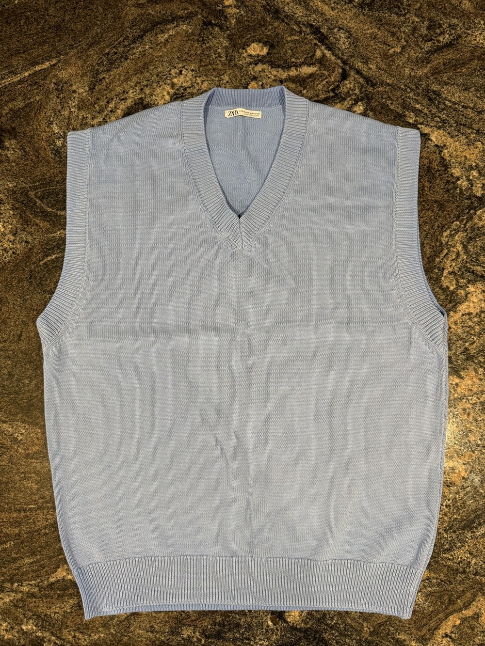 Zara Light Blue V-Neck Men's Sweater Vest